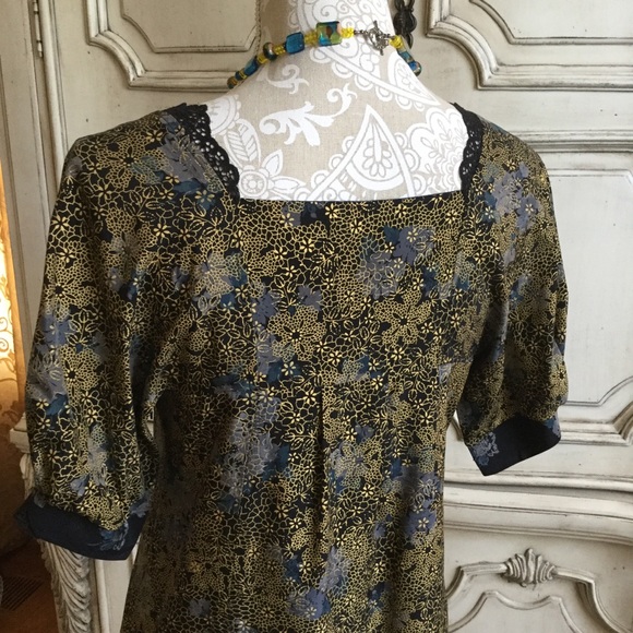 ANTHRO MAYLE SILK MINI DRESS-EXQUISITE GOLD GILDED SILK ALL LINED NEW COND SZ 2 - Picture 7 of 7